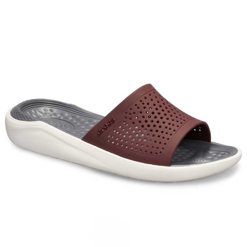 Crocs LiteRide Slide Burgundy/White UK 7-8 EUR 41-42 US M8/W10 (205183-616)